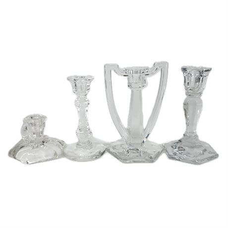 Antique Glass Toy Candlestick Holders, Set of 4 Westmoreland and Krys-Tol