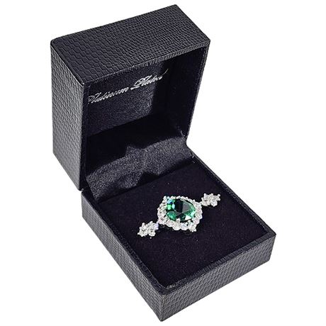 New in Box GOLD COAST Platinum Plated Rhinestone Bar Brooch