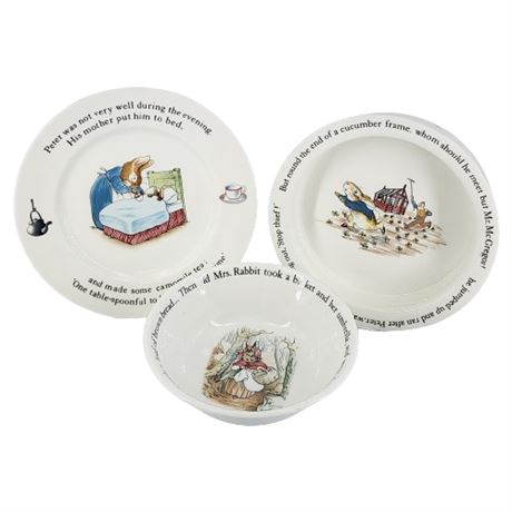 Vintage Wedgwood Beatrix Potter 3 Piece Children's China Set