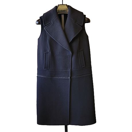Elie Tahari Black Wool Blend Optional Zip Off Longline Vest