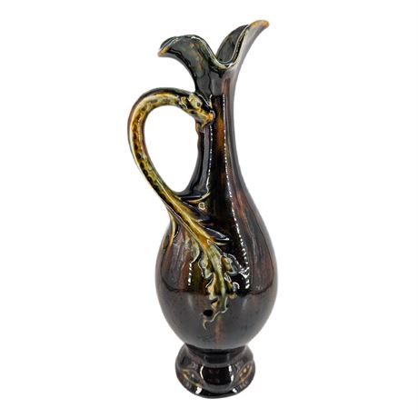 Vintage Dragon Handle Brown Glaze Pitcher ?