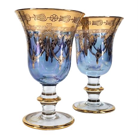 Arte Italica "Medici Blue" Wine Glasses, Pair