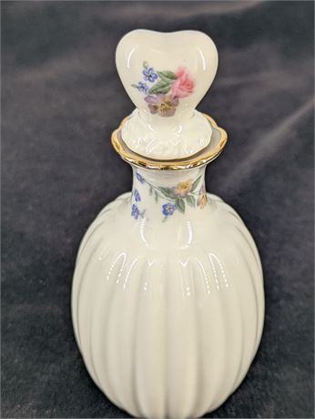 Lenox Heart Stopper Perfume Bottle w/Pansies & Blue Forget Me Nots