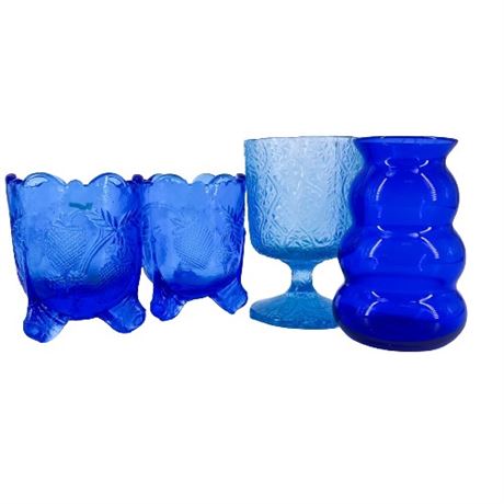 Lot of Clear Blue Glass Smalls
