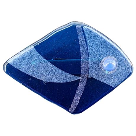 Artisan Made Etched Art Glass Abstract Fish Brooch