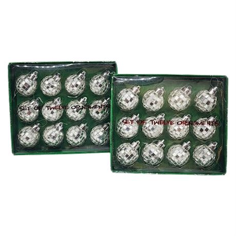 Vintage Mini Disco Ball Ornaments, Two Boxes of 12