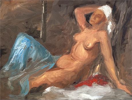 MCM Original Signed Haitian Reclining Nude Oil Painting