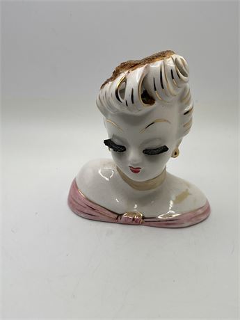 Pink dress lady headvase