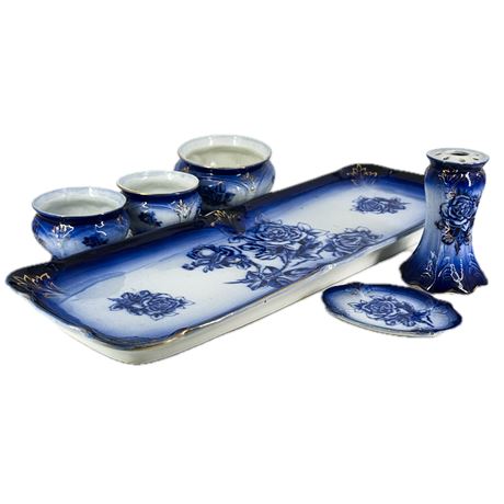 Lot of Antique Blue Transferware