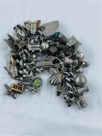 Incredible 291g 1950’s Charm Bracelet with 50+ Original Charms