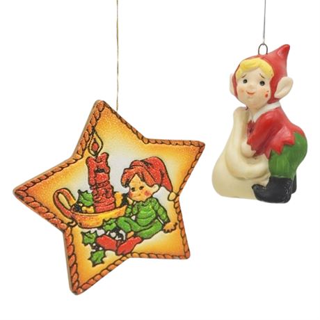 Vintage Elf Christmas Ornaments