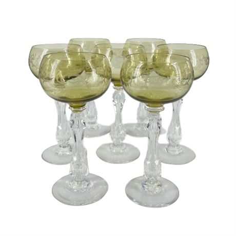 Saint Louis Green Mikado Filigree Wine Glasses