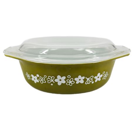 Vintage PYREX Spring Blossom Covered Casserole Dish w Lid
