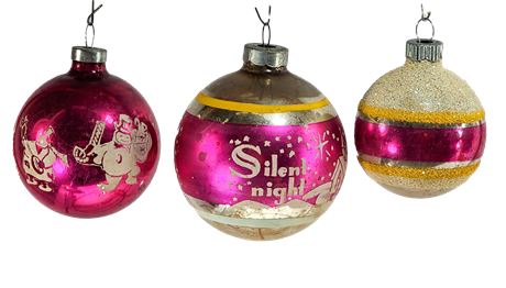 Three Shiny Brite Pink Ornaments