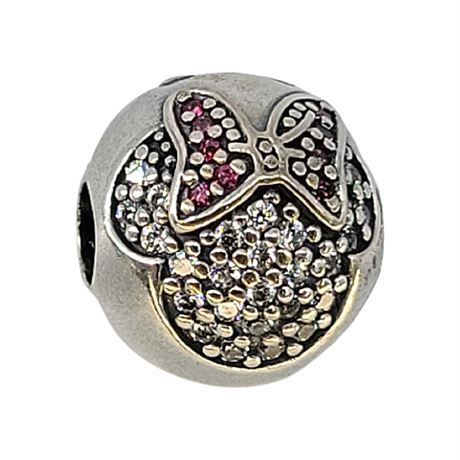 Pandora Minnie Mouse Pave Sterling Silver Clip Charm/Bead, Retired