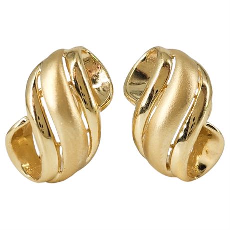 Vintage Signed CJI 14K Gold Swirl Earrings