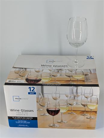 Lot 12 Mainstay 12 oz. Wine Glasses in Box