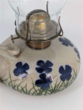 Handmade Pottery Oil Burner Lamp w/ Glass