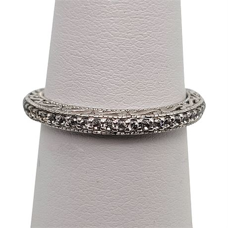 Signed Sterling Silver CZ Eternity Band Ring