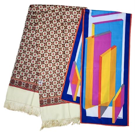 Vintage VERA & TRIANGLE Long Silk Scarves