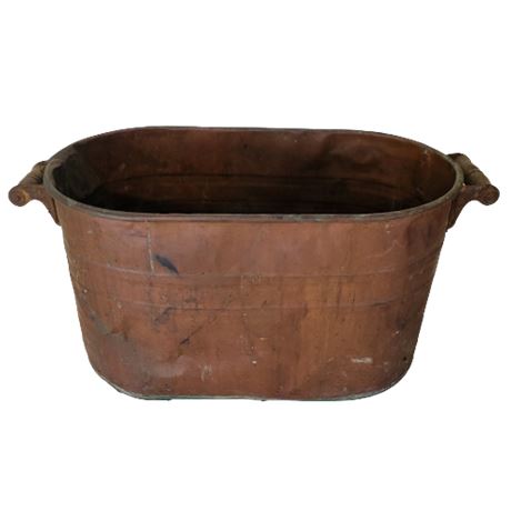 Antique Primitive Copper Boiler Wash Tub
