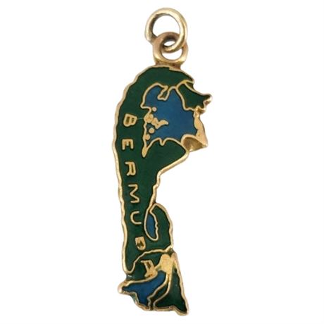 Signed Vintage 10K Gold Bermuda Enameled Charm