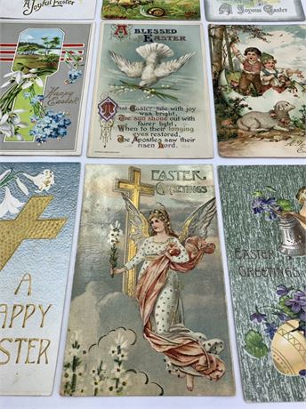 9 pc 1909-1911 Antique Easter Postcard Ephemera Correspondence Lot