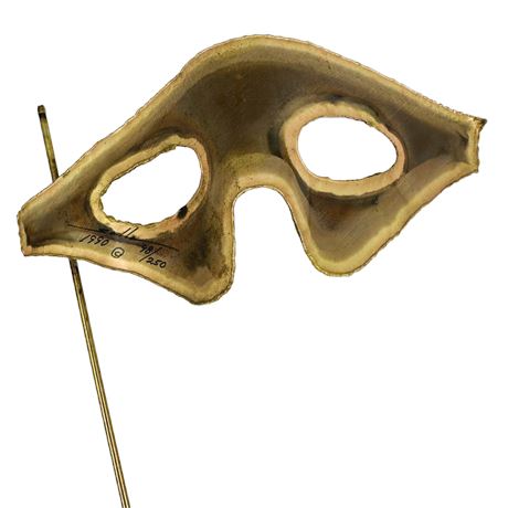 Vintage Signed Decorative Copper Mascarade Mask