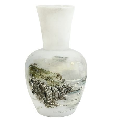 Vintage Hand Painted Frosted Glass English Bud Vase