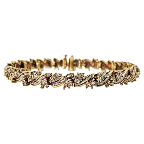 Vintage LOUIS MEYER 10K Gold & Diamond Tennis Bracelet, FLAWED