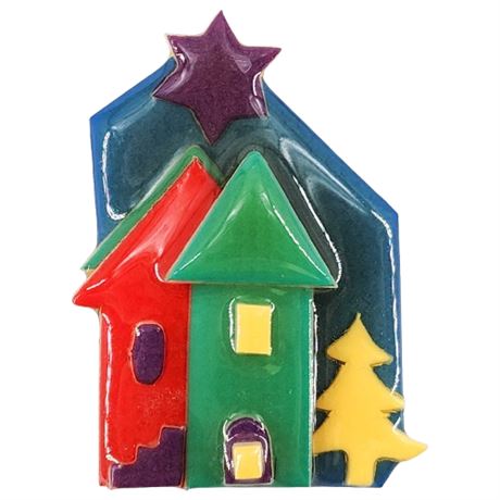 Vintage House Pins by Lucinda Colorful House Brooch