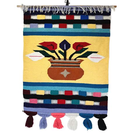 Vintage Mexican Style Wool Wall Tapestry