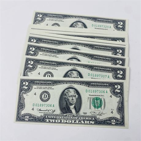 15 Consecutive 1976 $2 Bills