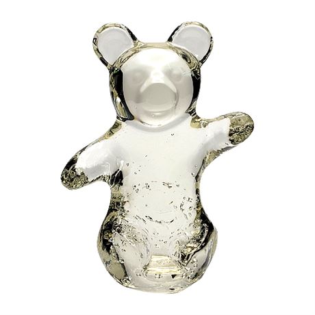 Vintage Hand Blown Controlled Bubble Art Glass Teddy Bear