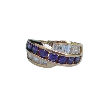 Vermeil 925 Crossover CZ Ring Sz 5