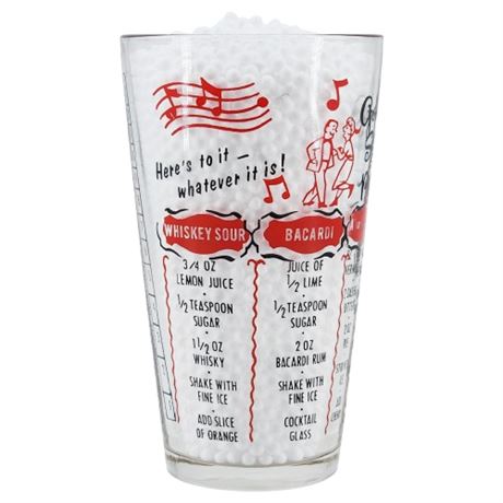 Mid-Century Federal Glass Drink Recipe Shaker Glass
