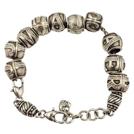 Silver Tone Brighton Alphabet Bead Charm Bracelet