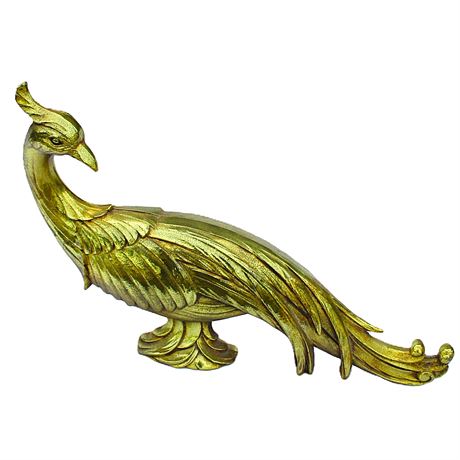 VTG Peacock Pheasant Gilded 8" x 11" Figure Mid-Century Hollywood Regency Style