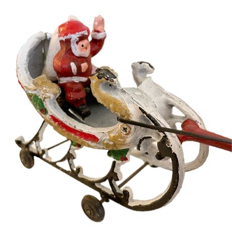 Cast Iron Santa & Sleigh w Reindeer