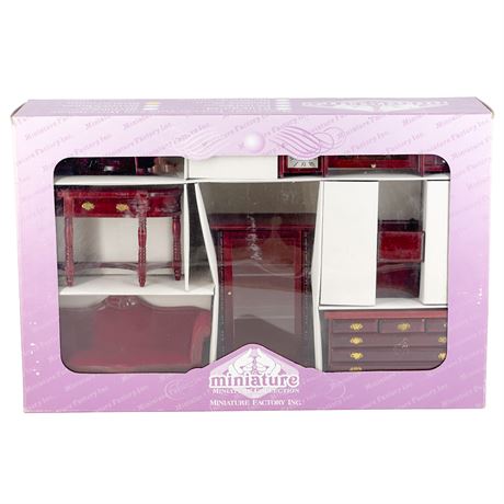 Vintage Miniature Collection INC Cherry Wooden Waiting Room Set *New in Box