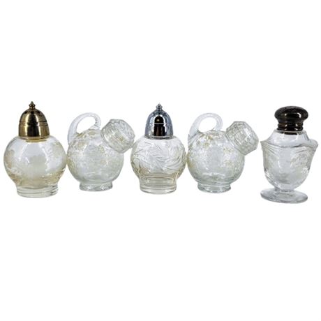 Vintage 5pc Mismatched Glass Shaker Lot