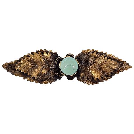 Vintage Antiqued Gold Tone Leaves Brooch