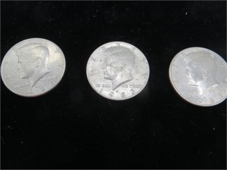Three 1983 D Kennedy Half Dollars