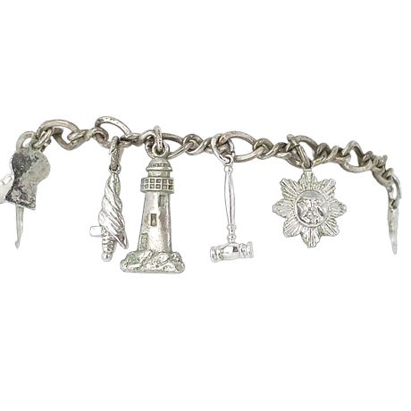 Sterling Silver Charm Bracelet - Lighthouse, Cross, Order of the Eastern Star