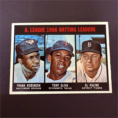 1967 Topps Kaline Robinson Oliva AL LDRS Card