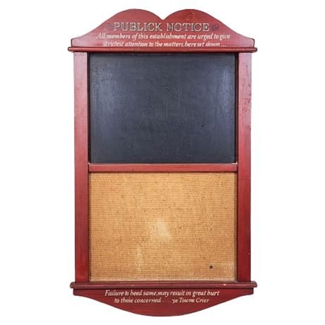 Vintage Yorkraft "Publick Notice" Chalkboard/Pinboard Tavern/Bar Decor