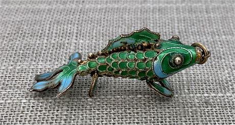 Finely Made Vintage Articulated Enamel Fish Pendant