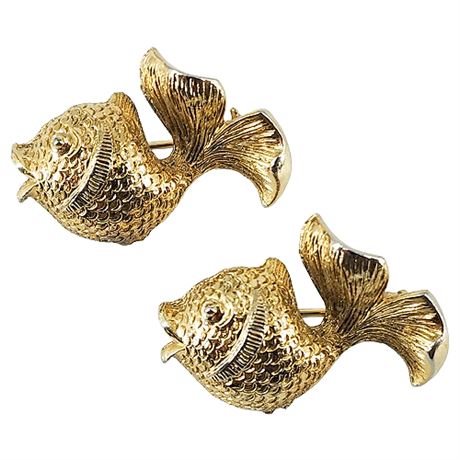 Pair Vintage Fish Brooches