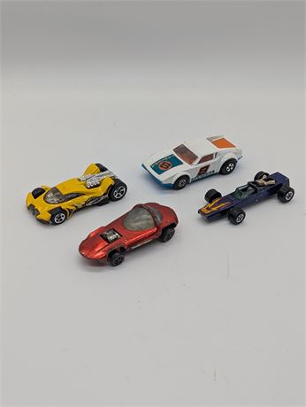Lot Vtg. Diecast Metal Cars - 1967 Redline Shiny US Rose Silhouette Racing Car +