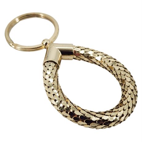 Vintage WHITING & DAVID Gold Tone Scales Key Chain